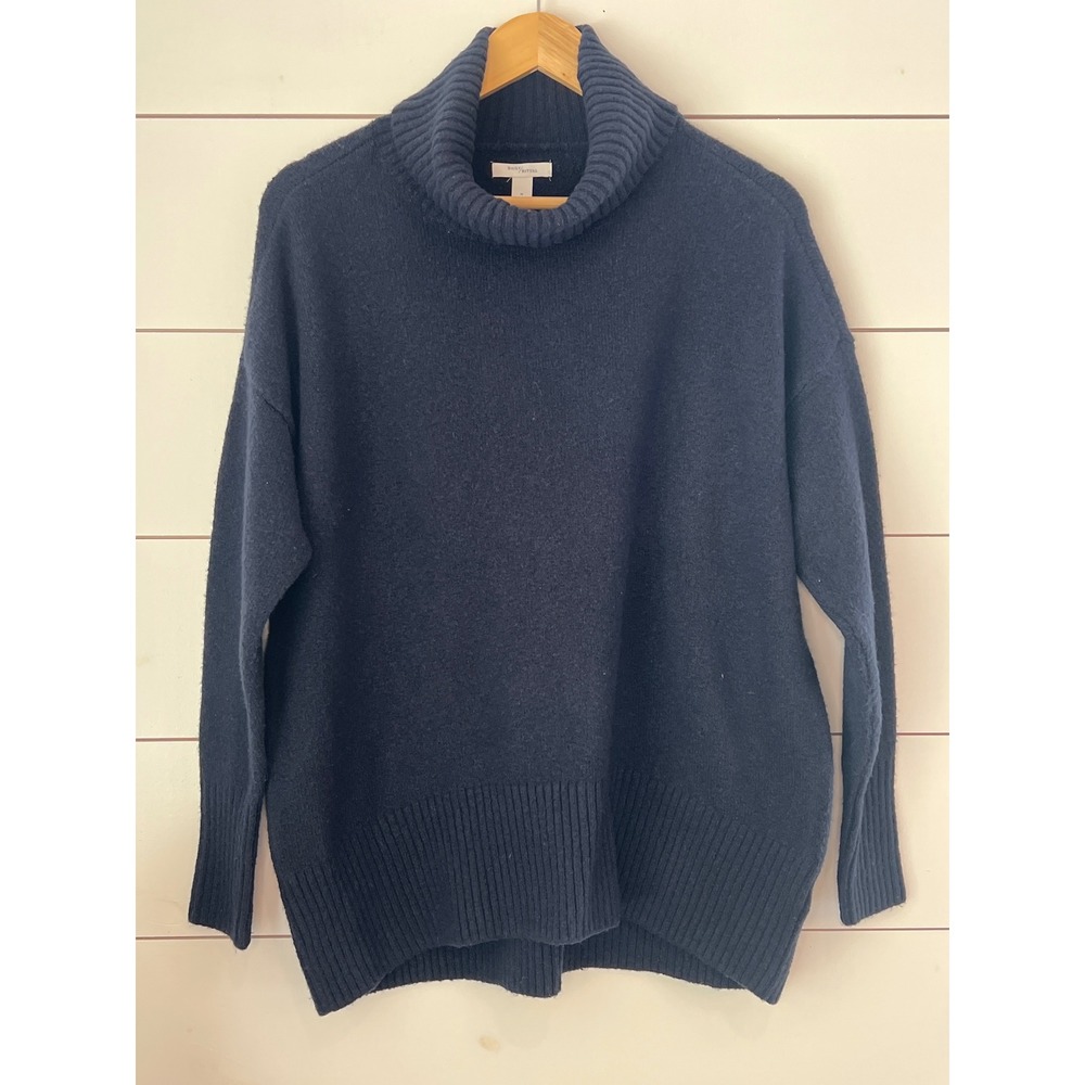 Daily Ritual Womens Navy Blue Wool Blend Turtleneck Sweater Size M quiet luxury